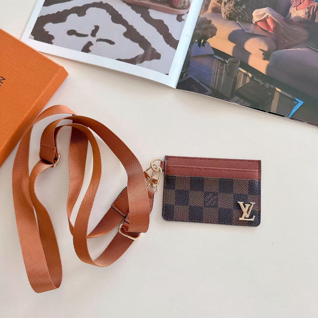 Luxury LV-Inspired Lanyard Card Holder