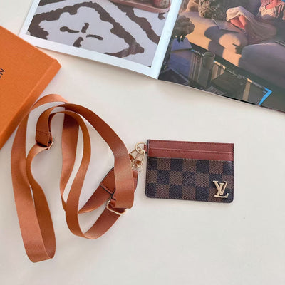 Luxury LV-Inspired Lanyard Card Holder