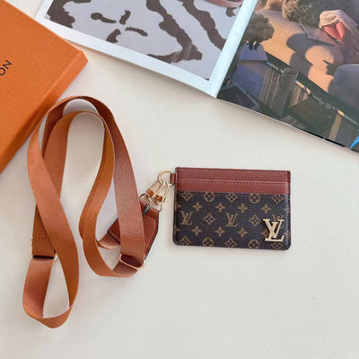 Luxury LV-Inspired Lanyard Card Holder