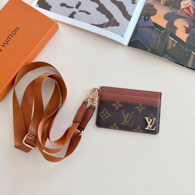 Luxury LV-Inspired Lanyard Card Holder