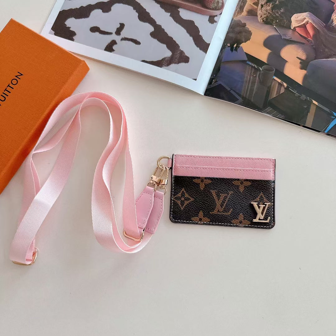 Luxury LV-Inspired Lanyard Card Holder