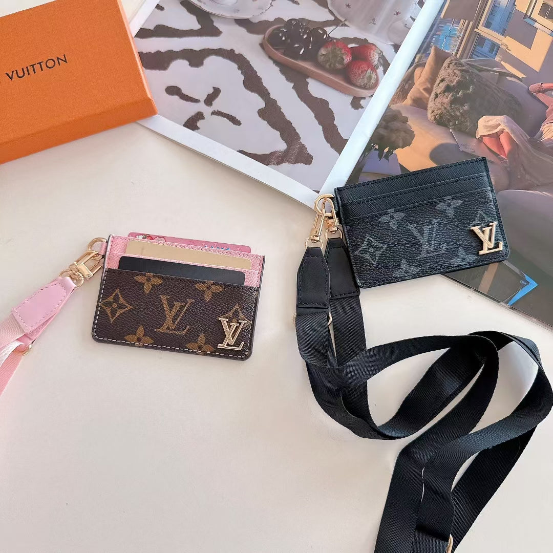 Luxury LV-Inspired Lanyard Card Holder