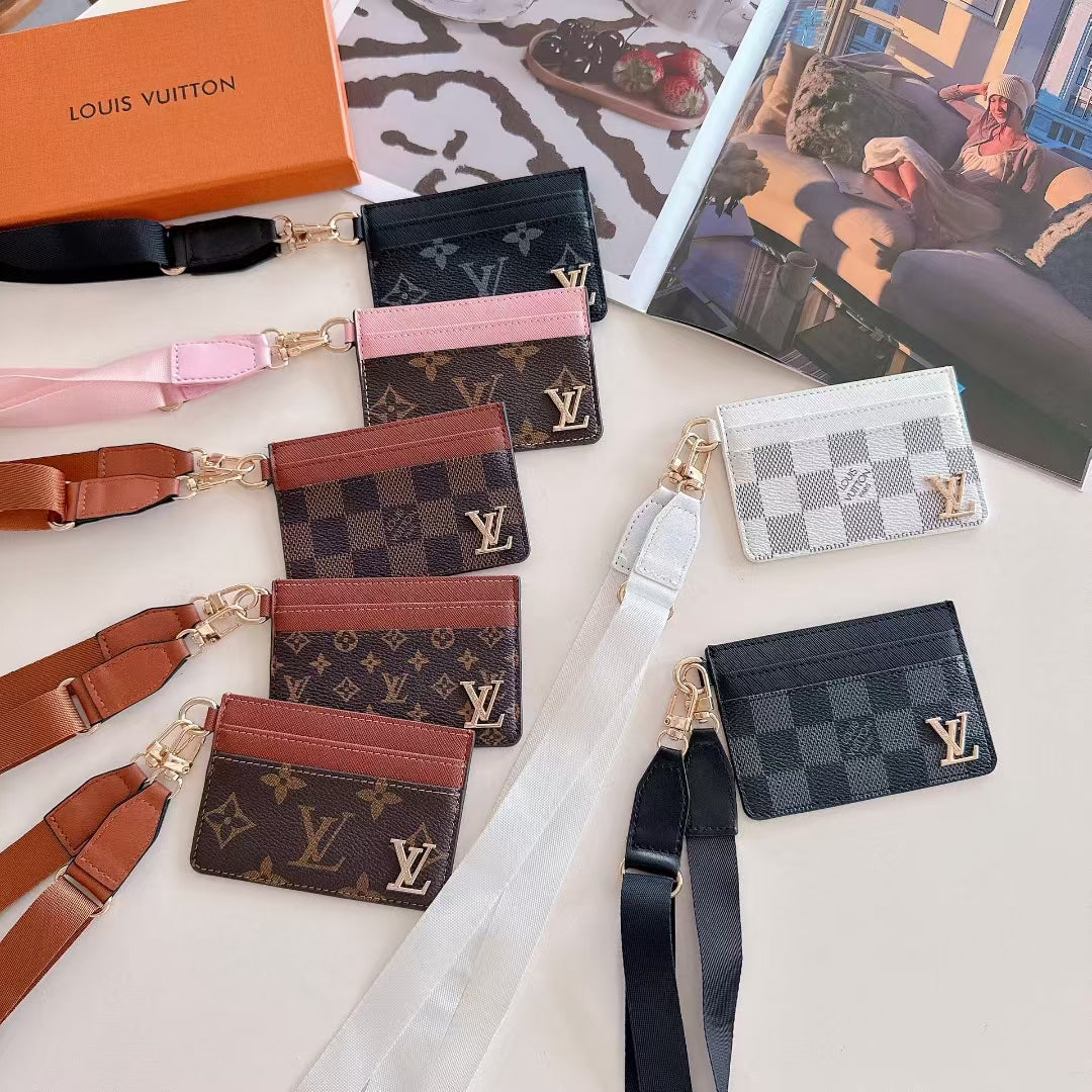 Luxury LV-Inspired Lanyard Card Holder