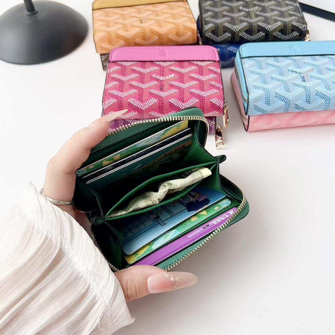 Luxury GY Zip Card Holder Wallet with Pattern Design