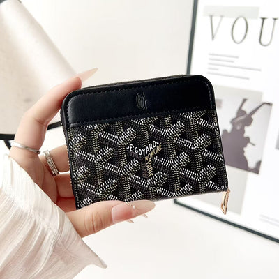 Luxury GY Zip Card Holder Wallet with Pattern Design