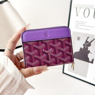 Luxury GY Zip Card Holder Wallet with Pattern Design