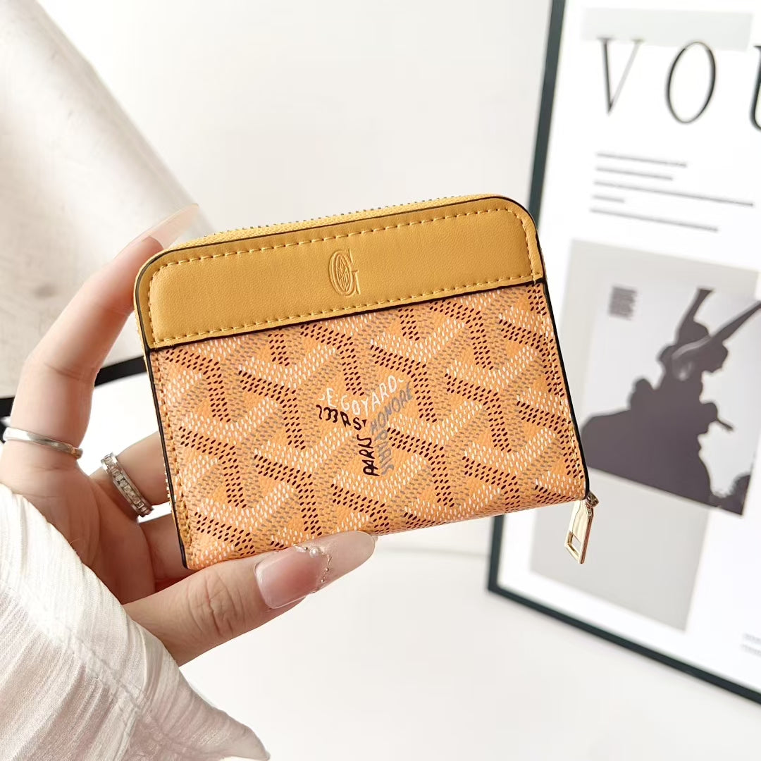 Luxury GY Zip Card Holder Wallet with Pattern Design