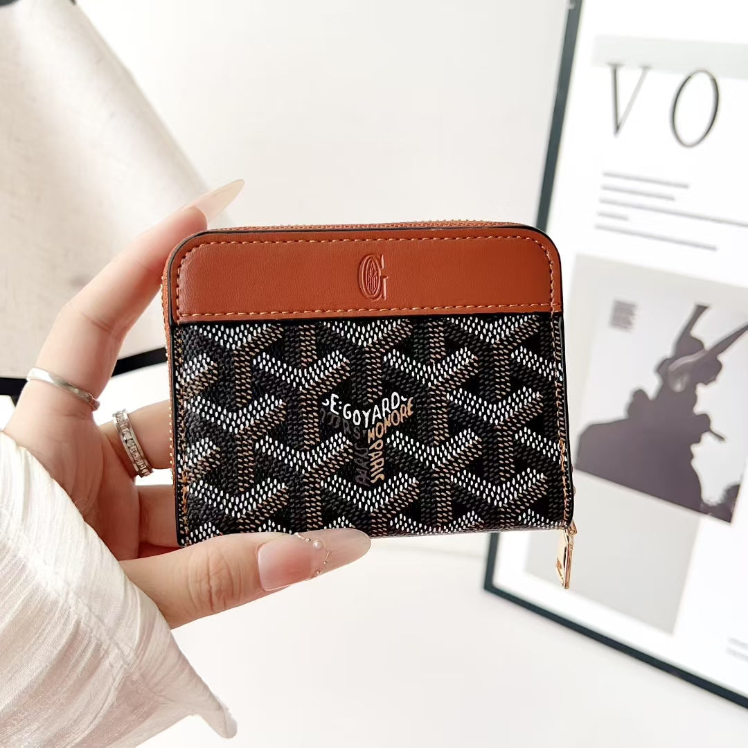 Luxury GY Zip Card Holder Wallet with Pattern Design