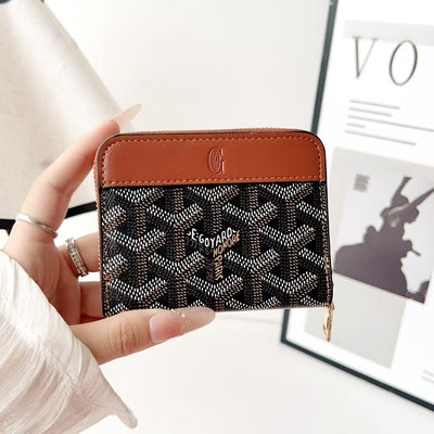 Luxury GY Zip Card Holder Wallet with Pattern Design