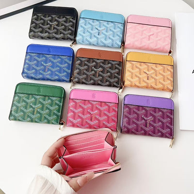 Luxury GY Zip Card Holder Wallet with Pattern Design