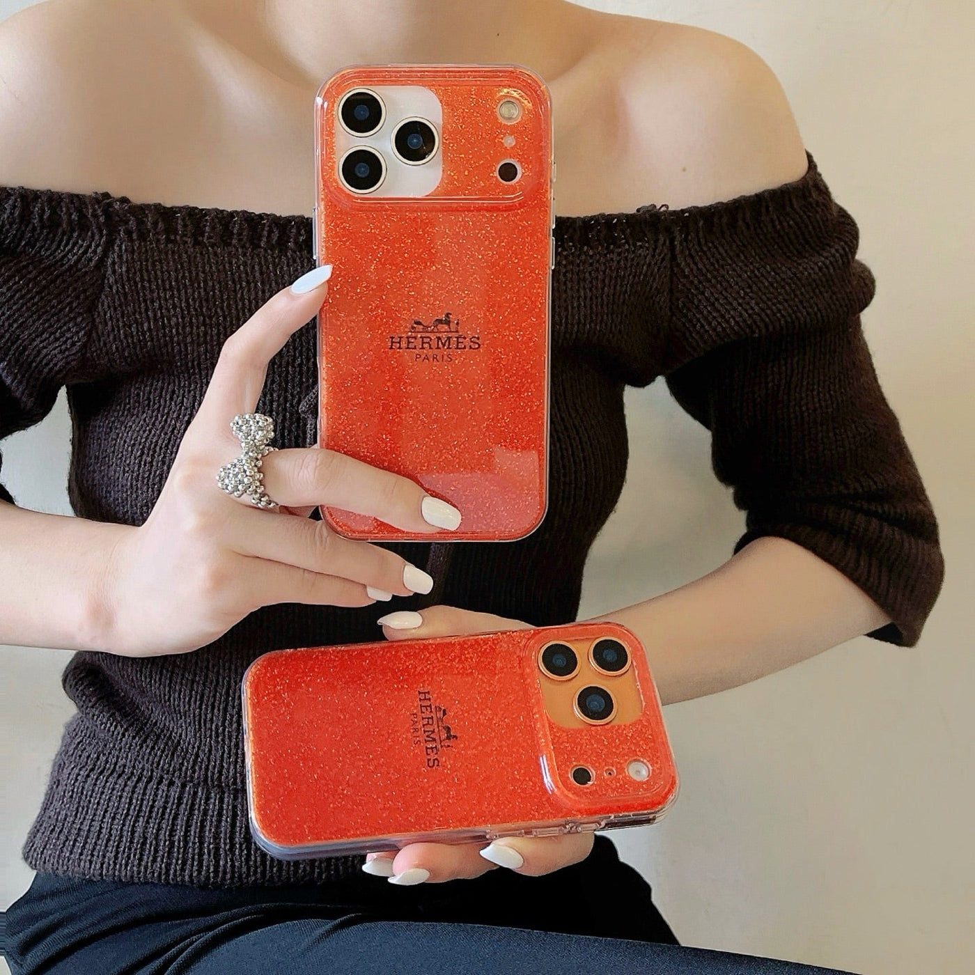 Premium Sparkling Orange Protective Phone Case