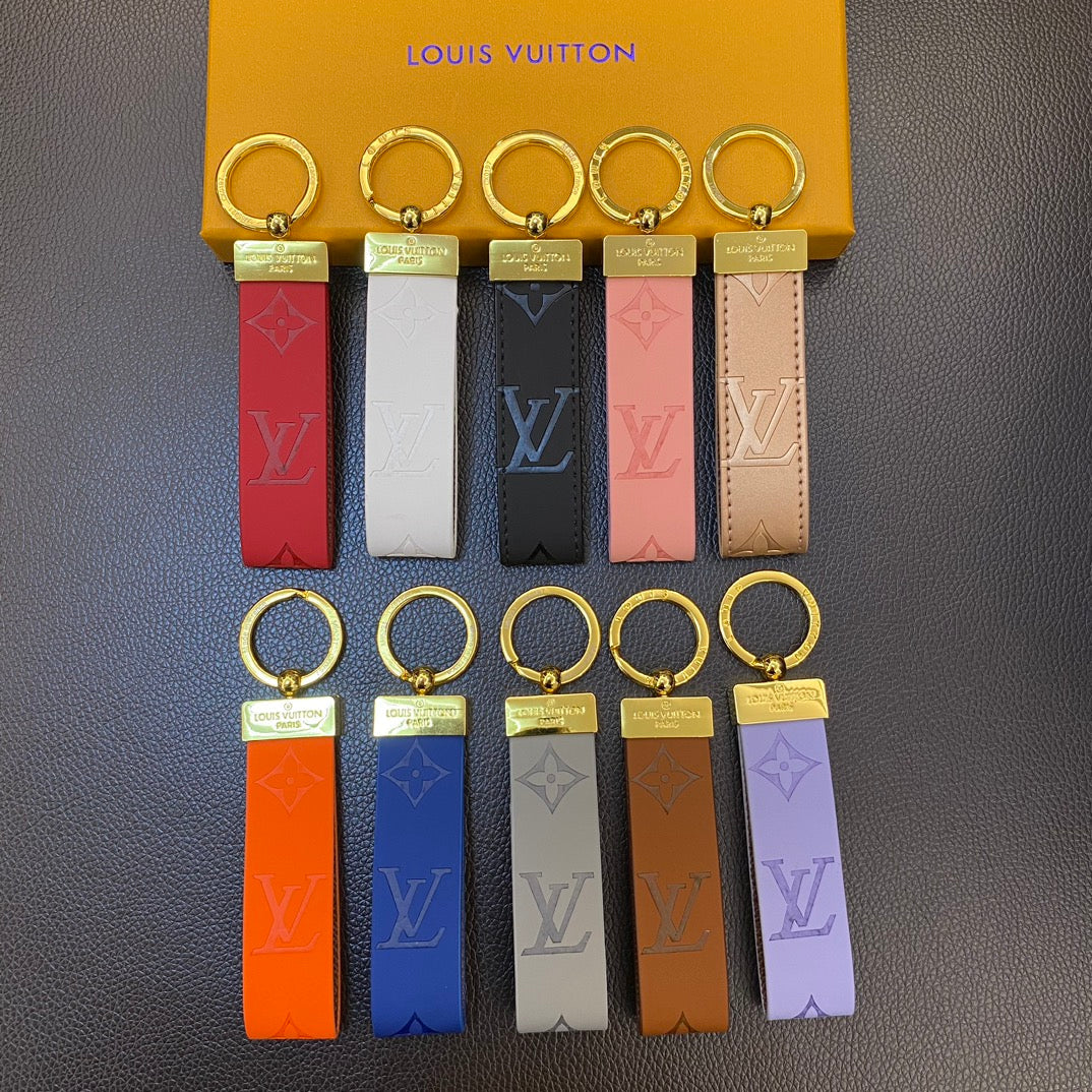 Luxury LV Monogram Keychain Collection – Classic Colors with Gold Hardware