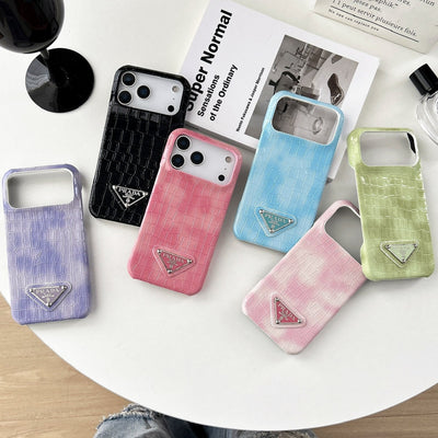 Luxury PR Croco Pattern Case with Triangle Logo