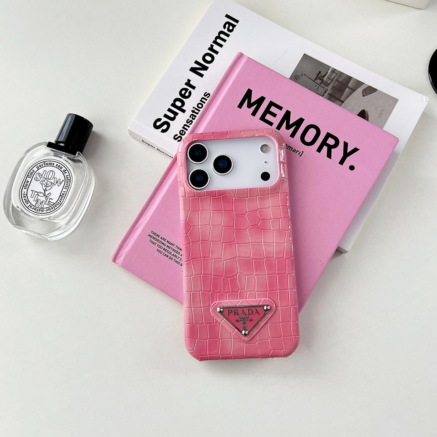 Luxury PR Croco Pattern Case with Triangle Logo