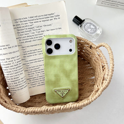 Luxury PR Croco Pattern Case with Triangle Logo