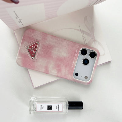 Luxury PR Croco Pattern Case with Triangle Logo