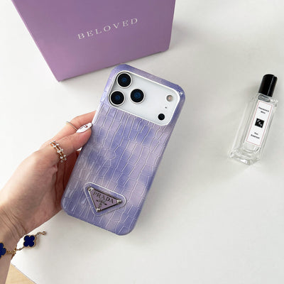 Luxury PR Croco Pattern Case with Triangle Logo
