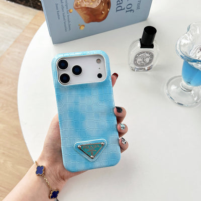 Luxury PR Croco Pattern Case with Triangle Logo