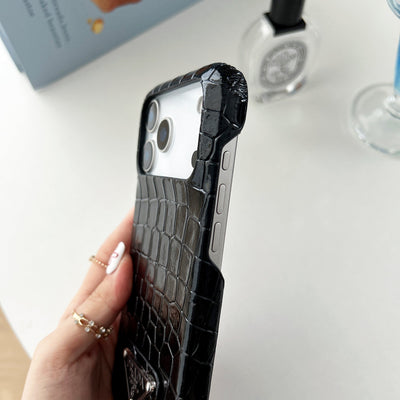 Luxury PR Croco Pattern Case with Triangle Logo
