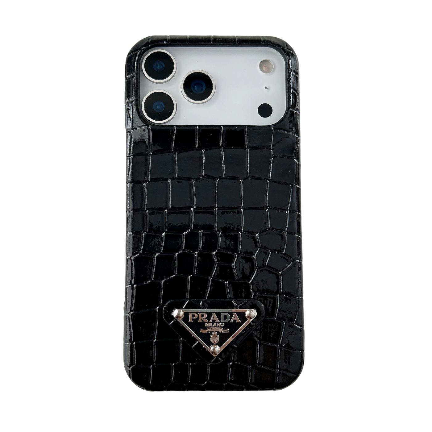 Luxury PR Croco Pattern Case with Triangle Logo
