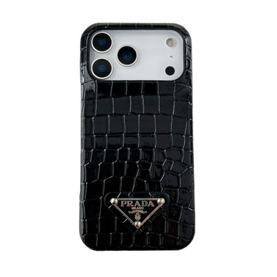 Luxury PR Croco Pattern Case with Triangle Logo
