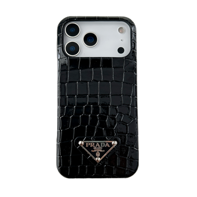 Luxury PR Croco Pattern Case with Triangle Logo
