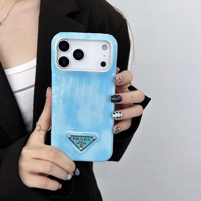 Luxury PR Croco Pattern Case with Triangle Logo