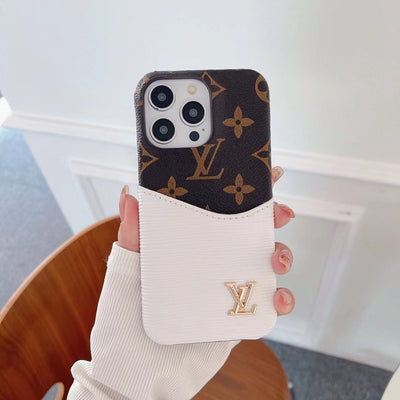 Luxury LV-Inspired Monogram Phone Cases with Elegant Textured Finish