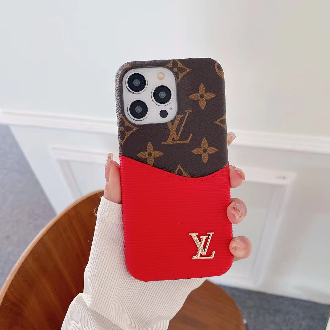 Luxury LV-Inspired Monogram Phone Cases with Elegant Textured Finish