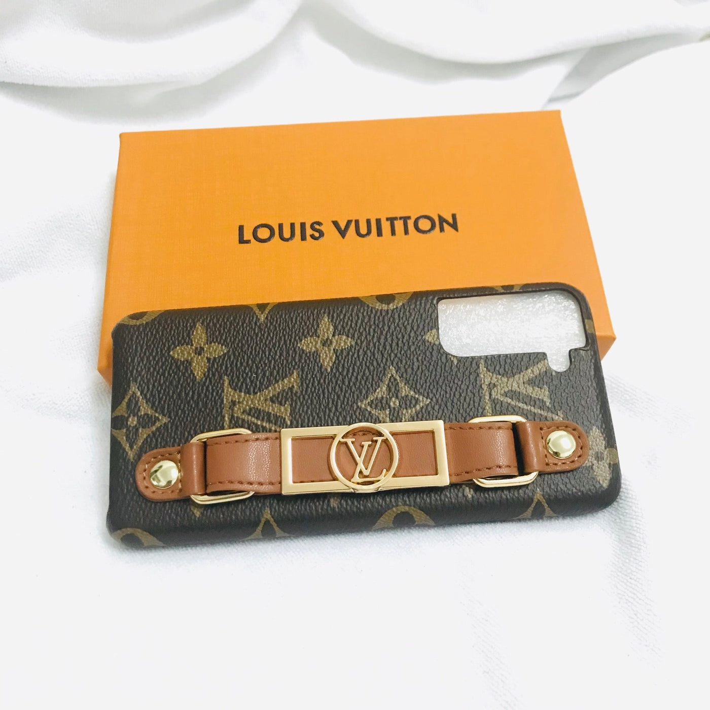 Luxury LV Monogram Case with Hand Strap for Samsung | Stylish & Functional