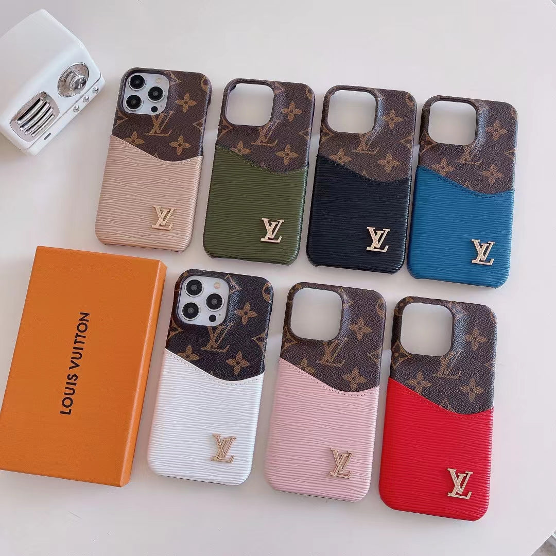 Luxury LV-Inspired Monogram Phone Cases with Elegant Textured Finish