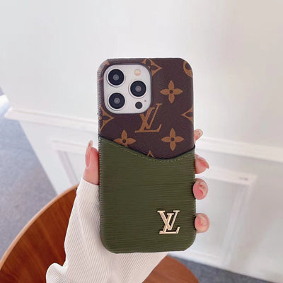 Luxury LV-Inspired Monogram Phone Cases with Elegant Textured Finish