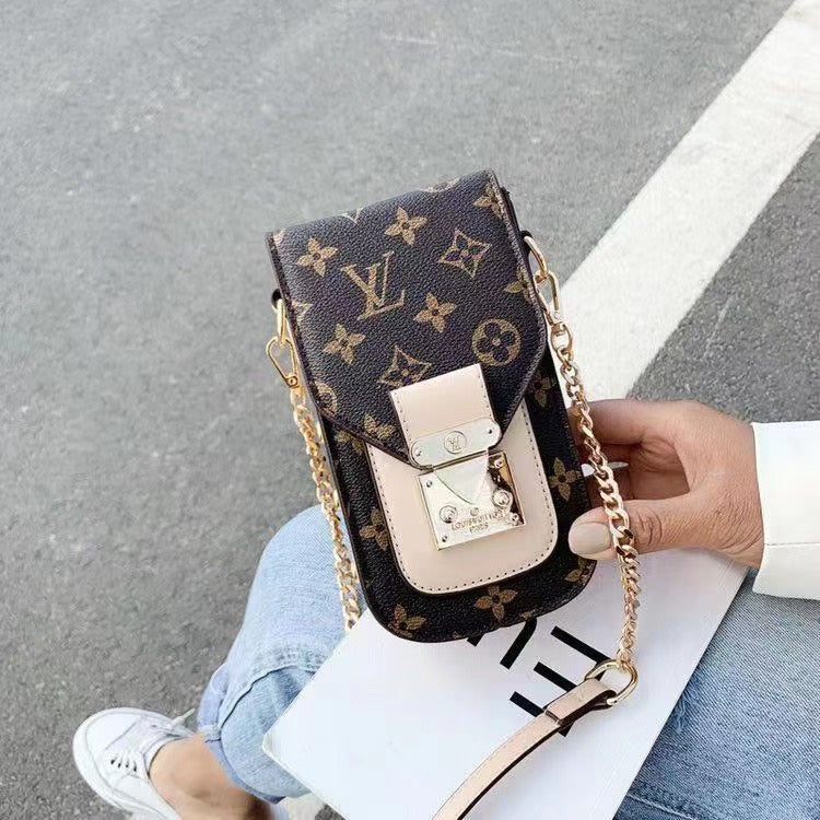 Chic Monogrammed LV Phone Pouch & Metal Chain