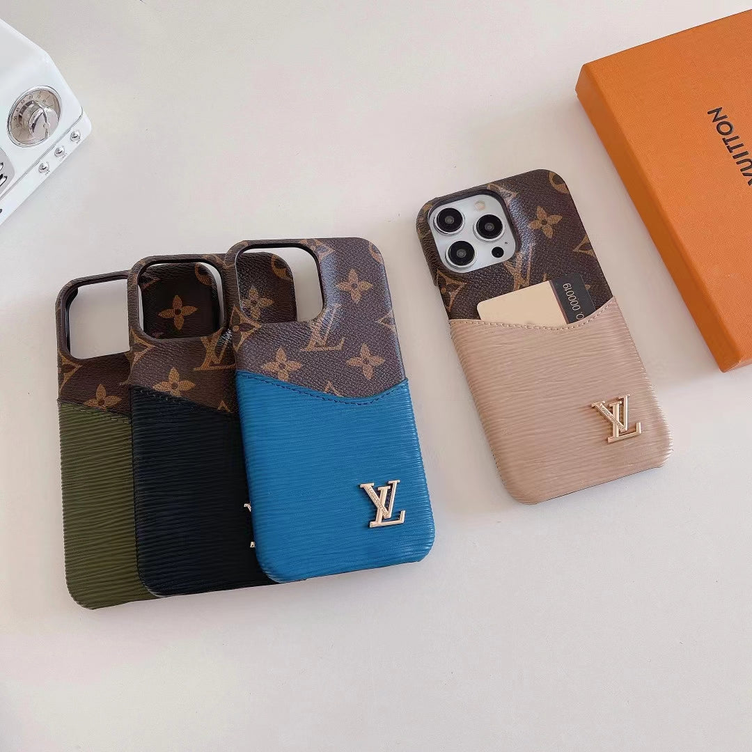 Luxury LV-Inspired Monogram Phone Cases with Elegant Textured Finish