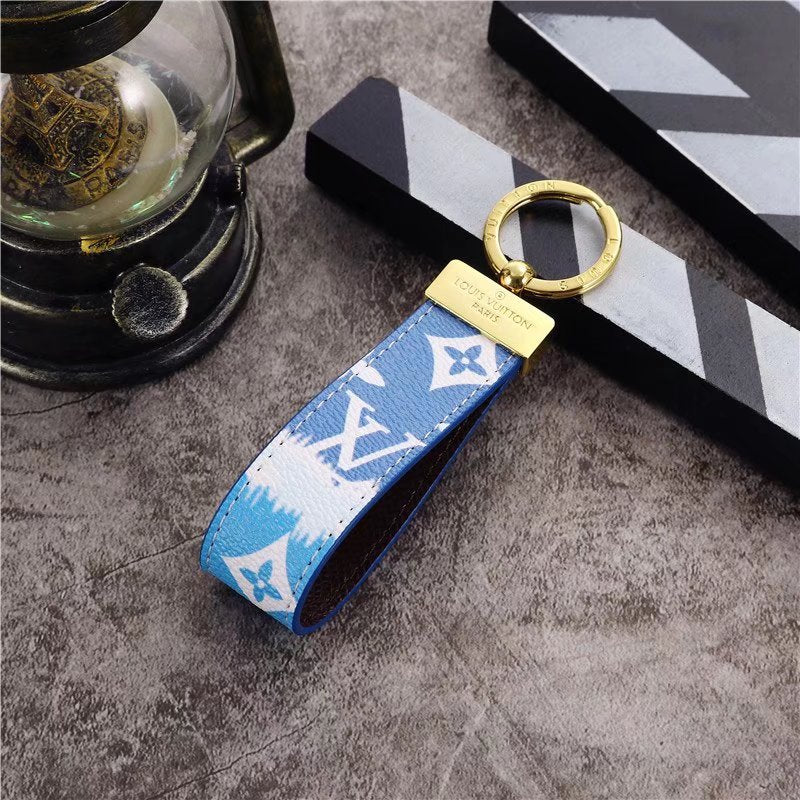 Luxury LV Monogram Keyring Collection – Vibrant Colors with Gold Accents