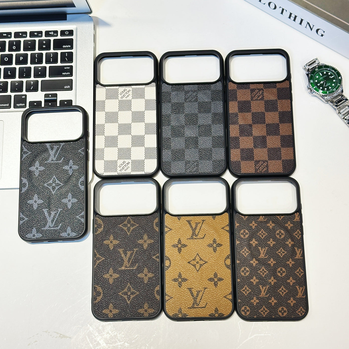 Luxury Monogram &amp; Check Pattern iPhone Case