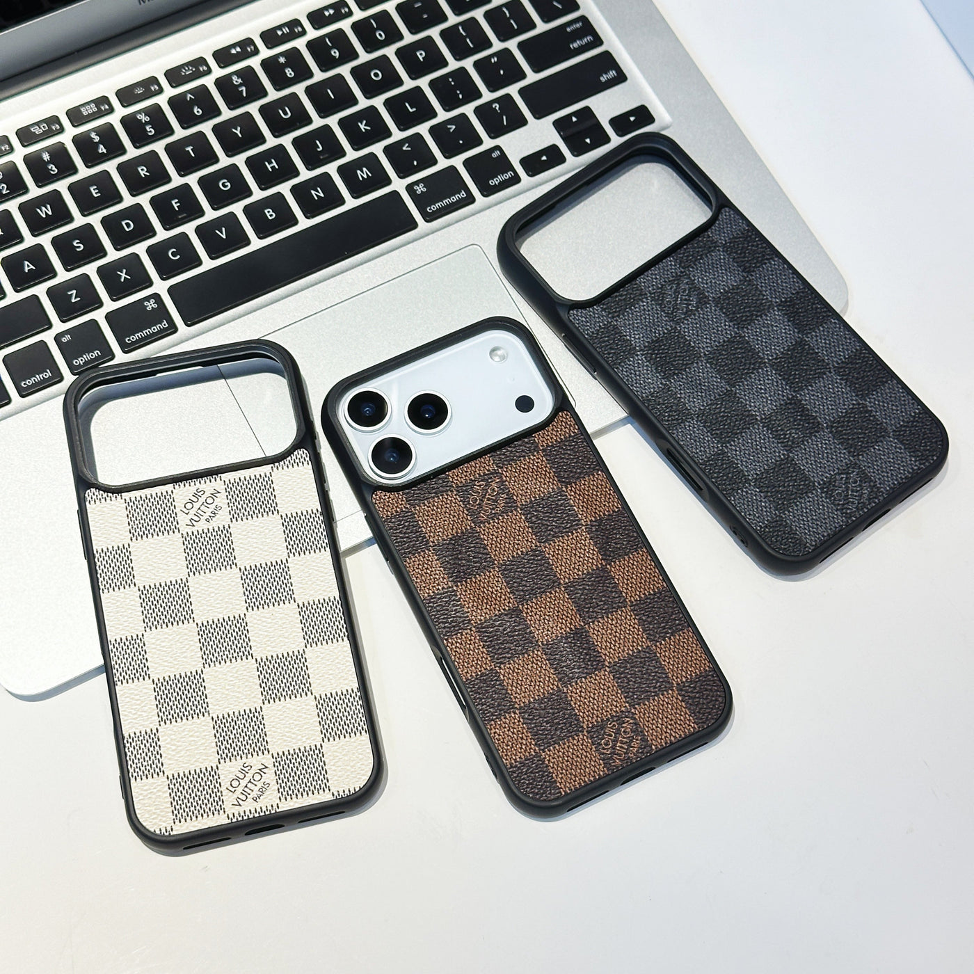 Luxury Monogram &amp; Check Pattern iPhone Case
