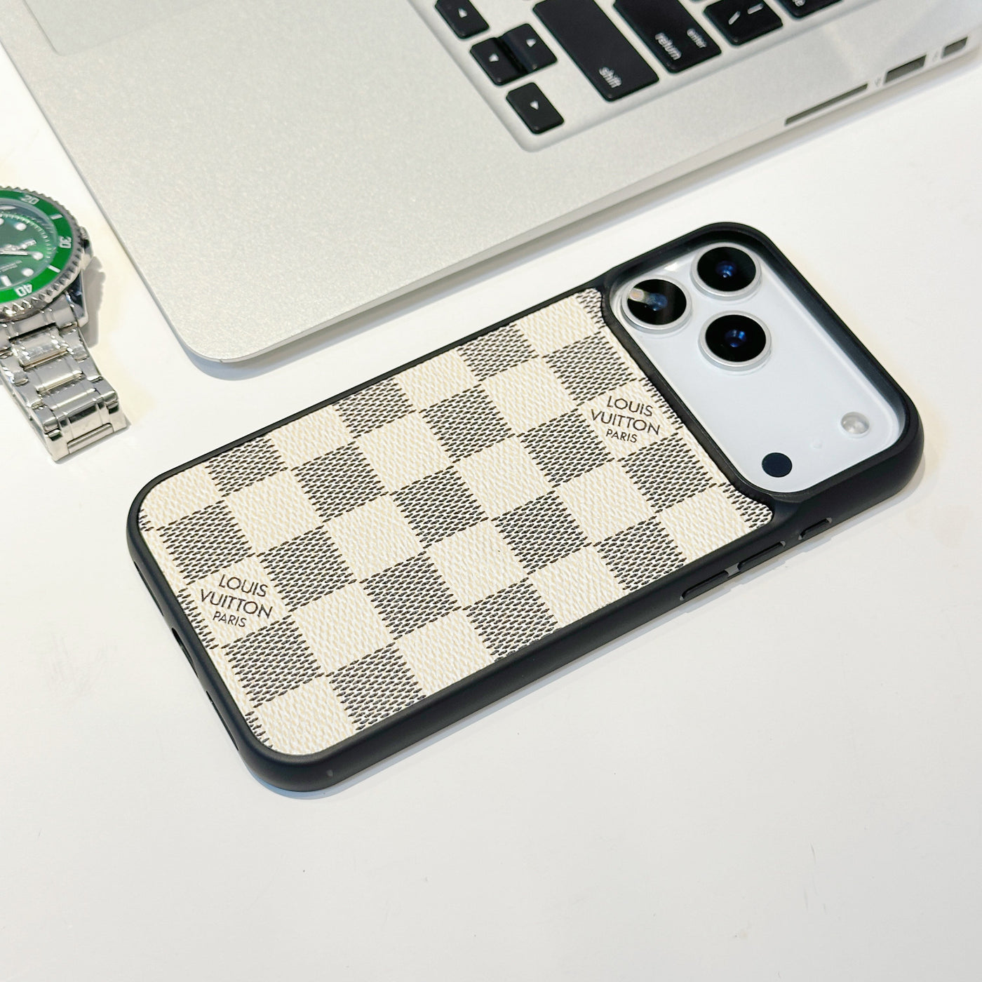 Luxury Monogram &amp; Check Pattern iPhone Case