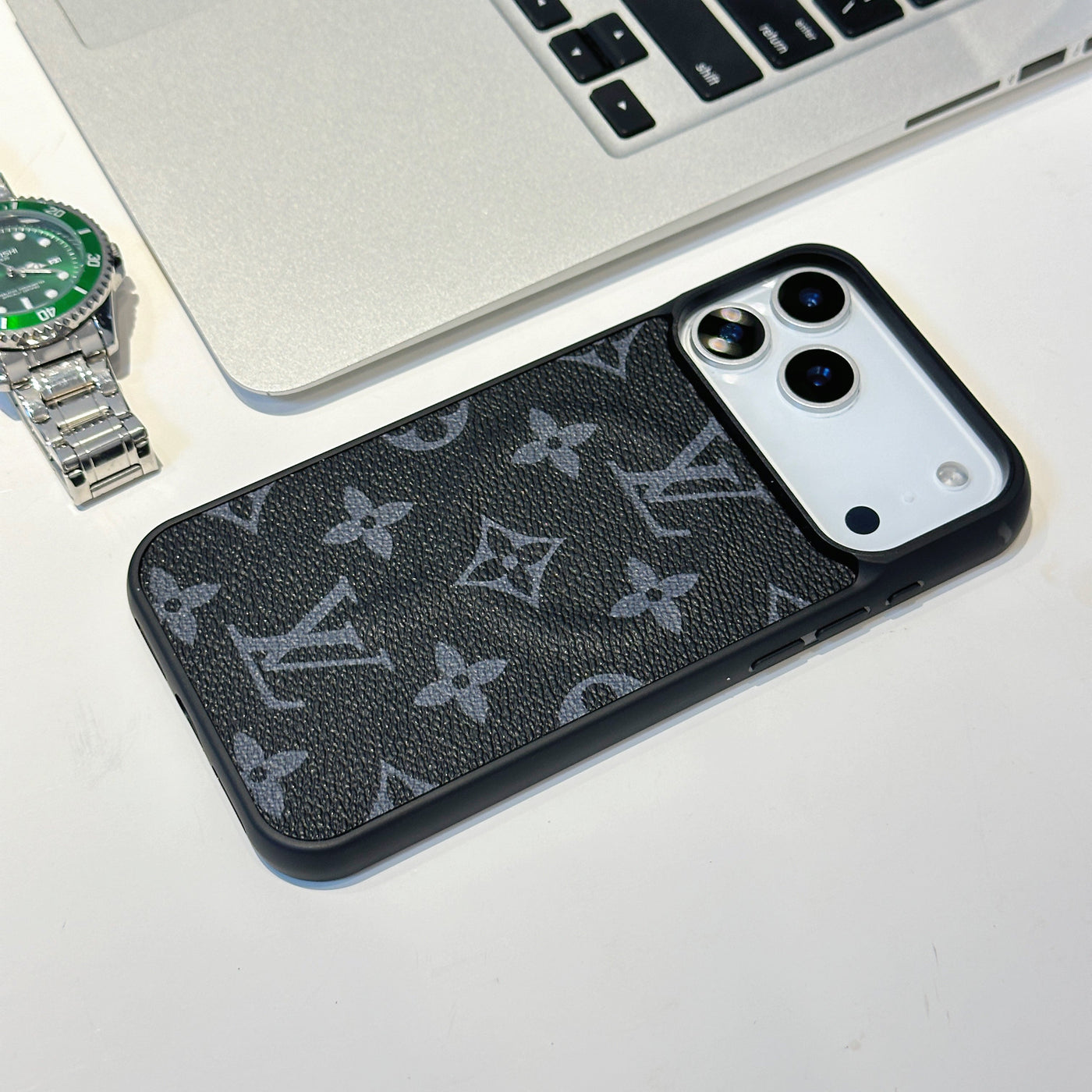 Luxury Monogram &amp; Check Pattern iPhone Case