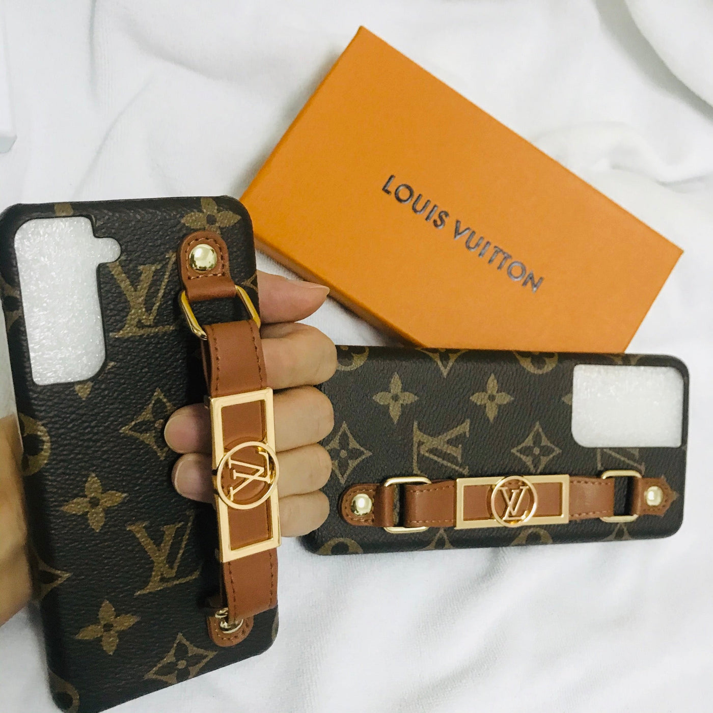 Luxury LV Monogram Case with Hand Strap for Samsung | Stylish & Functional