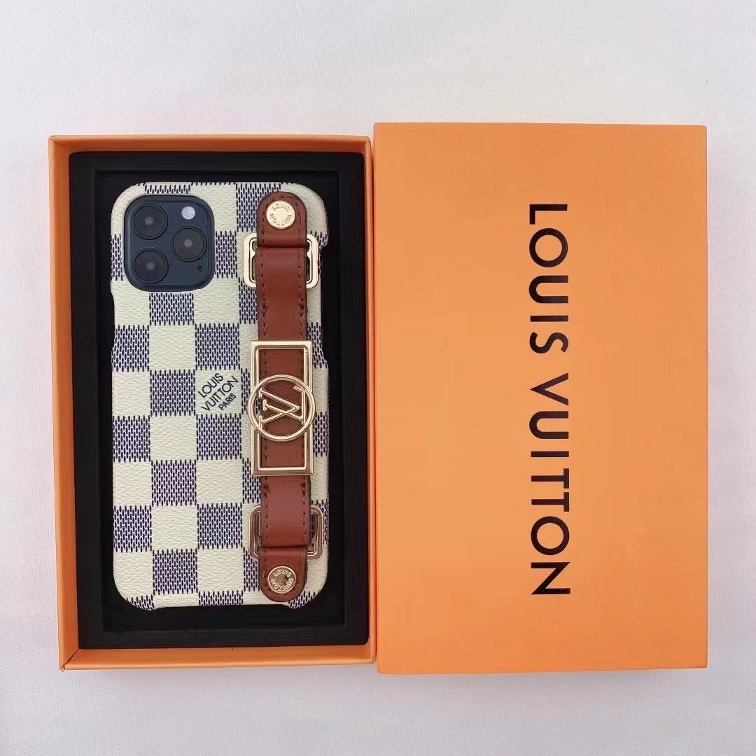 Chic LV iPhone case with detachable wrist strap