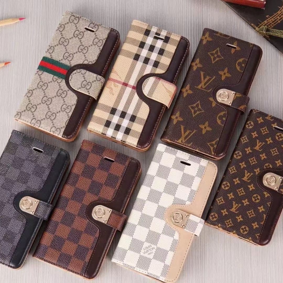 Luxury Gucci iPhone case with LV and Burberry accents