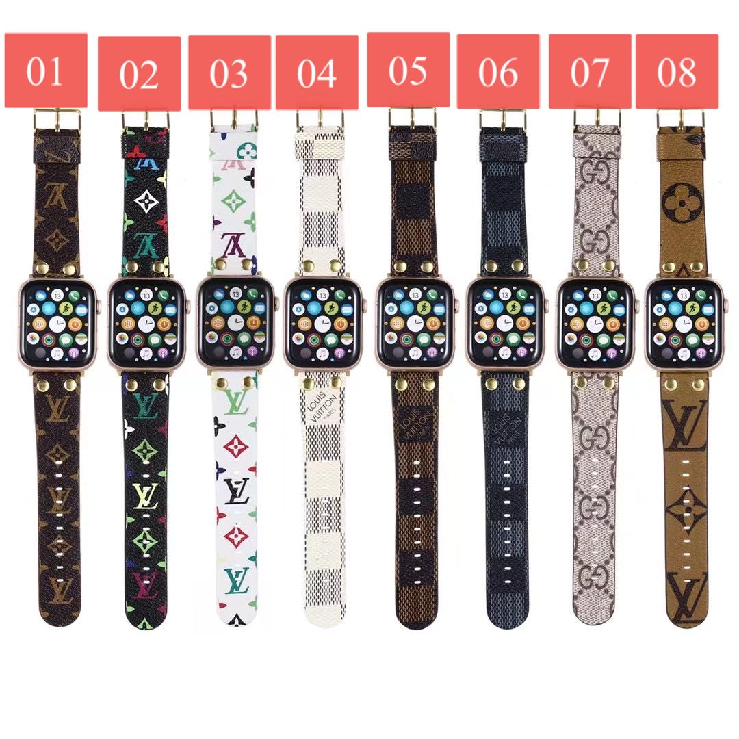 Luxurious LV & GG Strap for Apple Watch Band on display