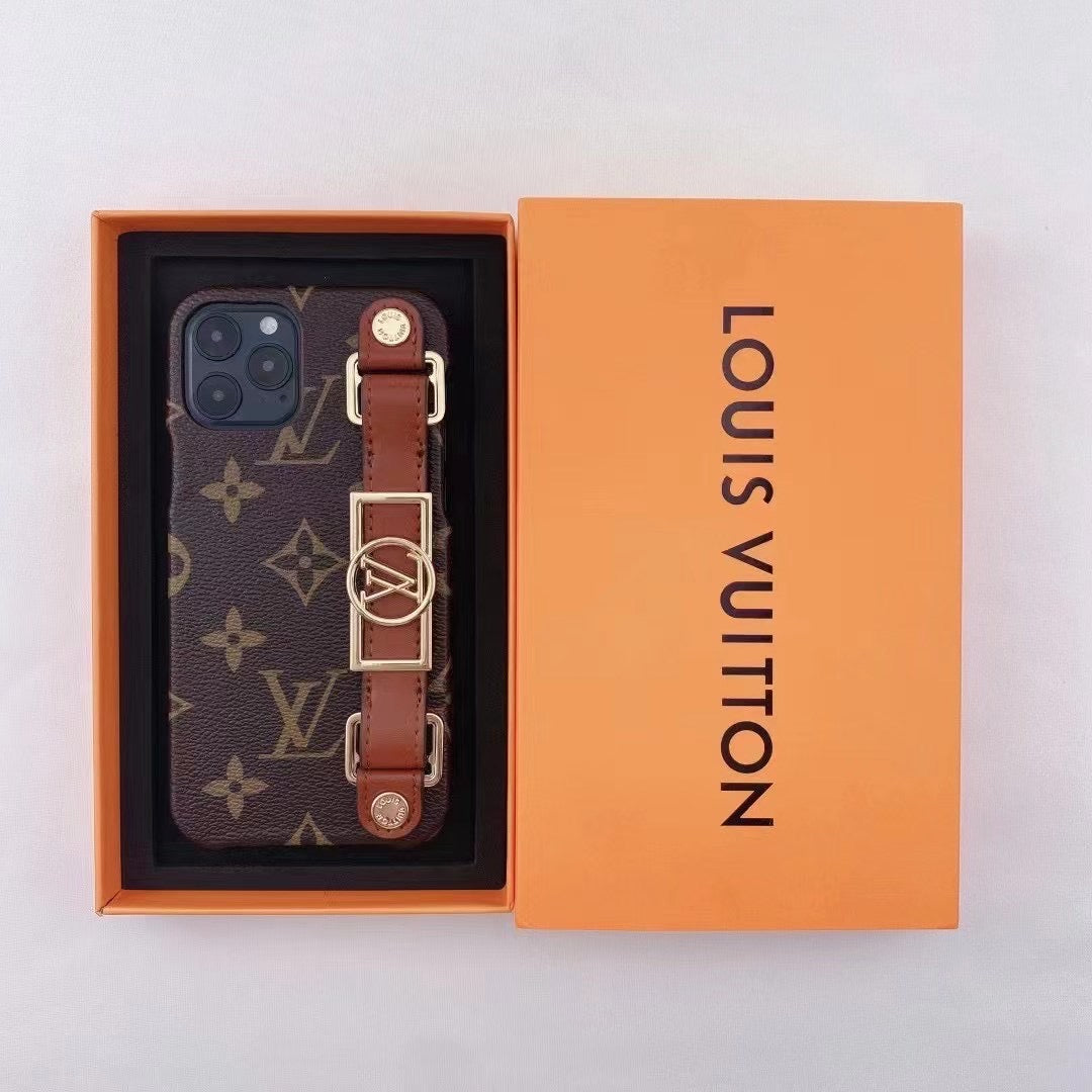 Chic LV iPhone case with detachable wrist strap