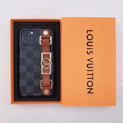 Sleek iPhone case with LV monogram and wristlet