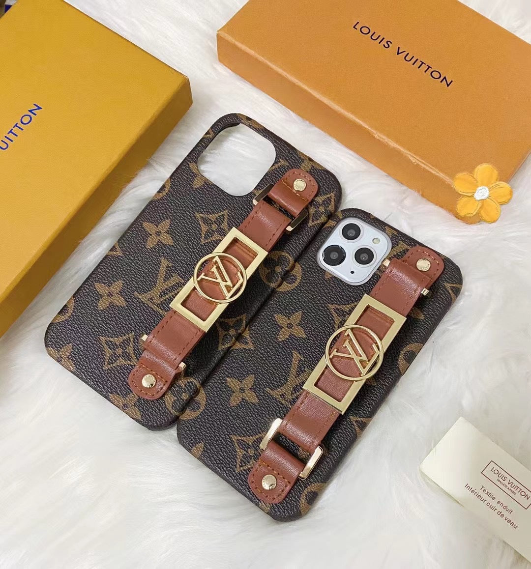 Premium LV iPhone case with convenient hand strap