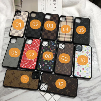 Iconic LV monogram detail on Burberry iPhone Cas