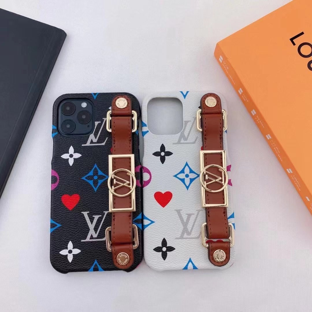 LV logo iPhone case with detachable hand strap