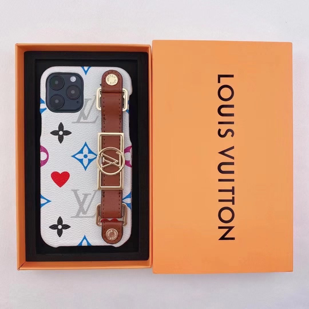 Sleek iPhone case with LV monogram and wristlet