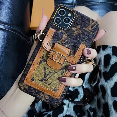 Luxury LV Case with Lanyard & Cardholder for iPhone